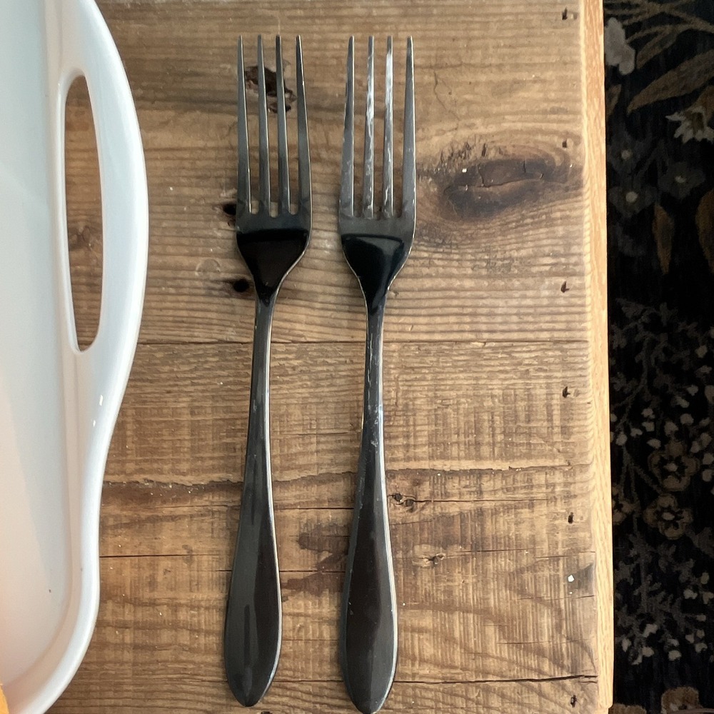 Cambridge Dinner Forks Lot of 2 Stainless Steel Silver Glossy Solid Handle